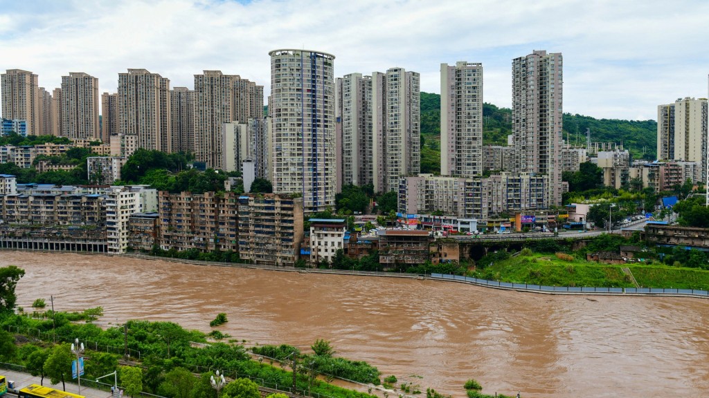 重慶綦江區水位上漲。中新社