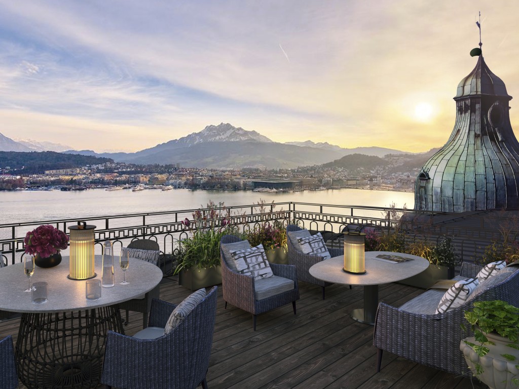 作客瑞士琉森文華東方皇宮酒店，可賞到琉森湖及阿爾卑斯山的美景。