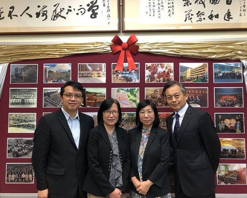 四位協和學校校長:(左起)協和小學(長沙灣)校長蔡世鴻、協和小學校長簡燕玲、協和幼稚園校長劉明貞及協和書院校長朱啟榮,齊齊分享協和的創校歷史。