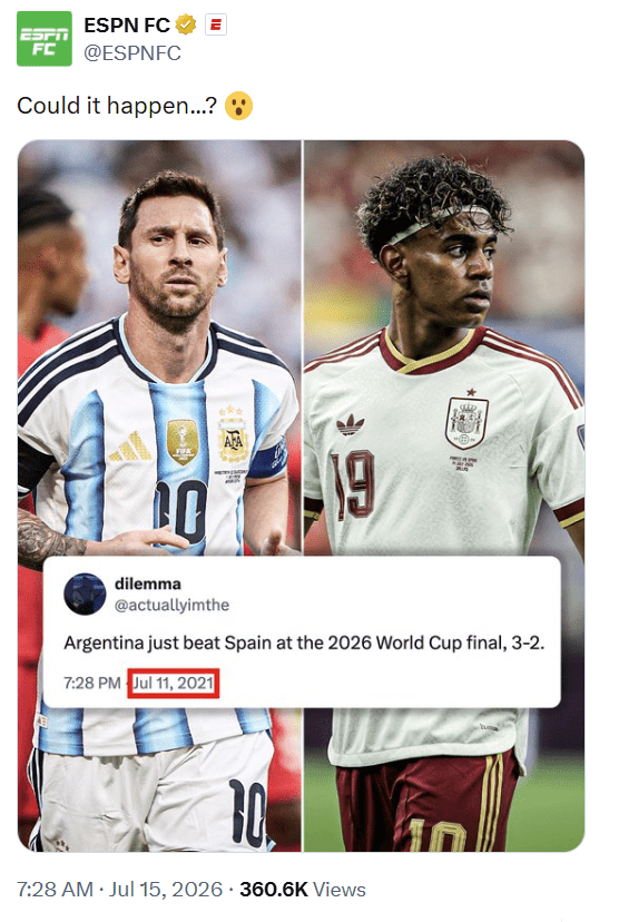 ESPN對這個預言也感到驚訝。 ESPN對這個預言也感到驚訝。