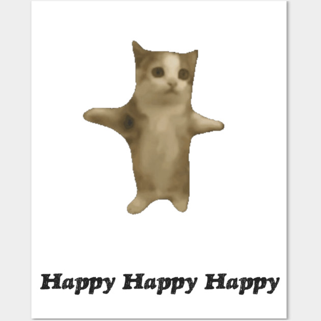 「Happy Cat」是一個在社交平台極具代表性的網絡迷因(Meme),畫面是一隻雙腳站立、瘋狂興奮上下彈跳的小貓,並配上無敵洗腦的兒歌背景音樂。網上圖片 「Happy Cat」是一個在社交平台極具代表性的網絡迷因(Meme),畫面是一隻雙腳站立、瘋狂興奮上下彈跳的小貓,並配上無敵洗腦的兒歌背景音樂。網上圖片