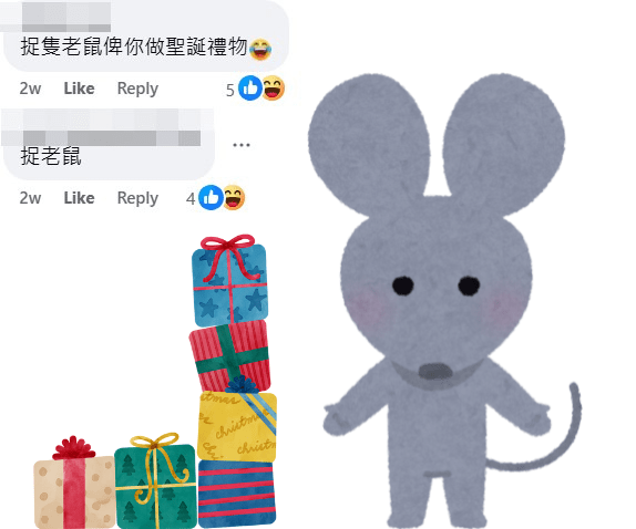 網民：捉隻老鼠畀你做聖誕禮物。fb「柴灣人柴灣事」截圖