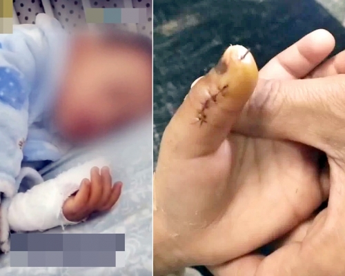 男童被老師摔落地受傷。影片截圖
