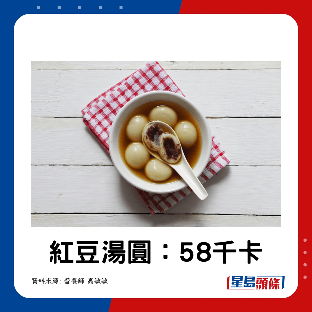 红豆汤圆：58千卡