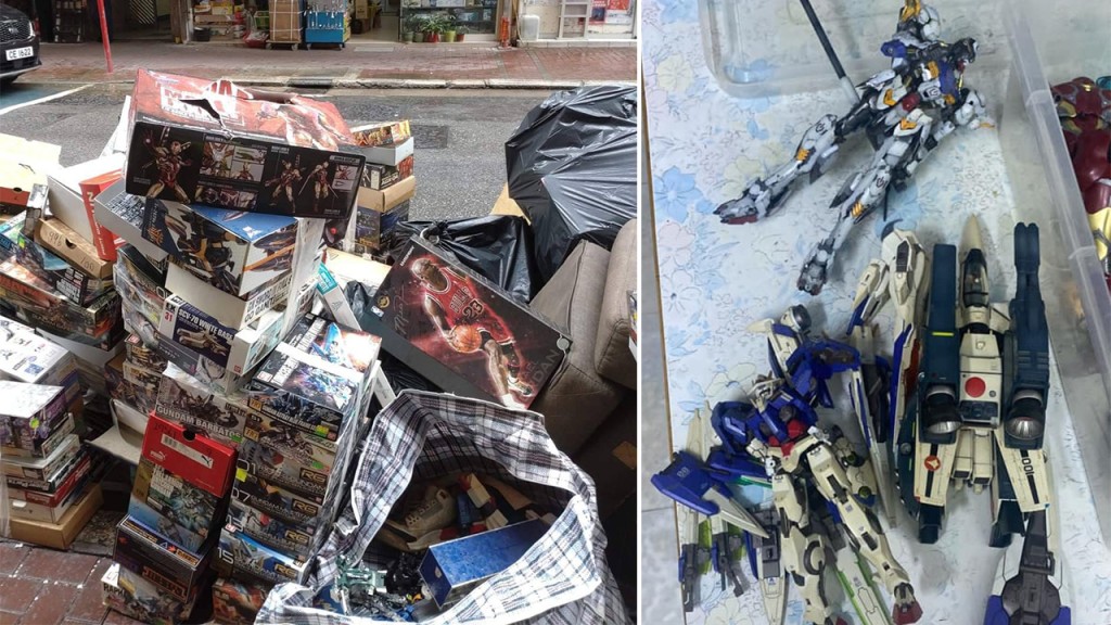 土瓜灣街頭突然出現大批棄置模型盒，引起討論。網圖