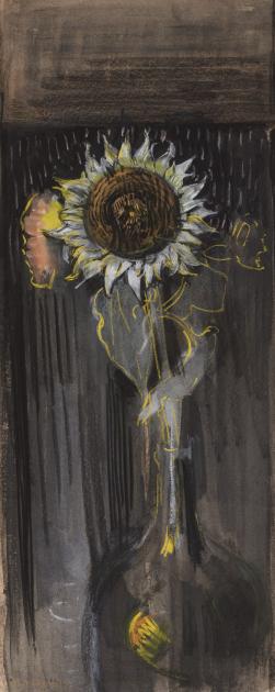 荷兰风格派蒙德里安作品《Upright Sunflower》，约于1908年创作，现于美国波士顿美术馆展出。
