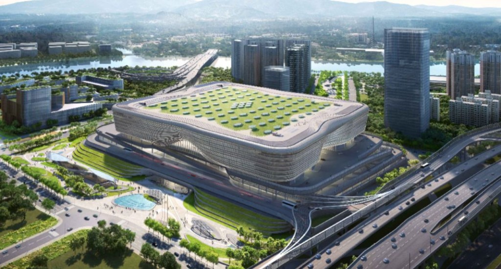 新皇崗口岸聯檢大樓主體結構施工建設已基本完成。 新皇崗口岸聯檢大樓主體結構施工建設已基本完成。