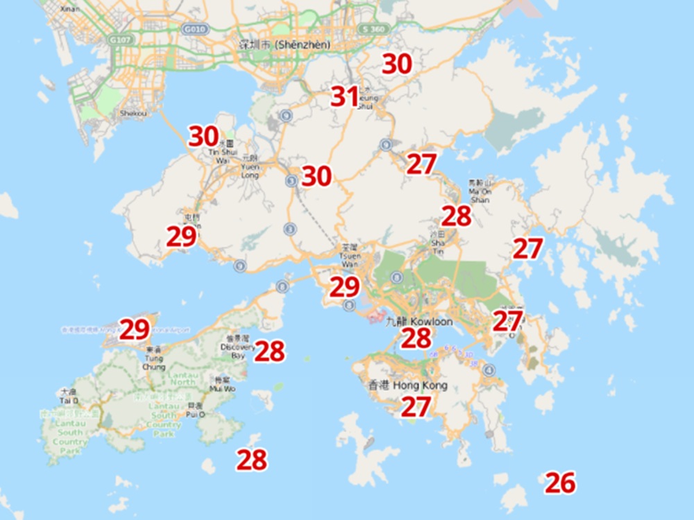 天文台分區天氣截圖