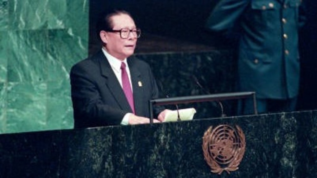 江泽民曾在联合国演讲。