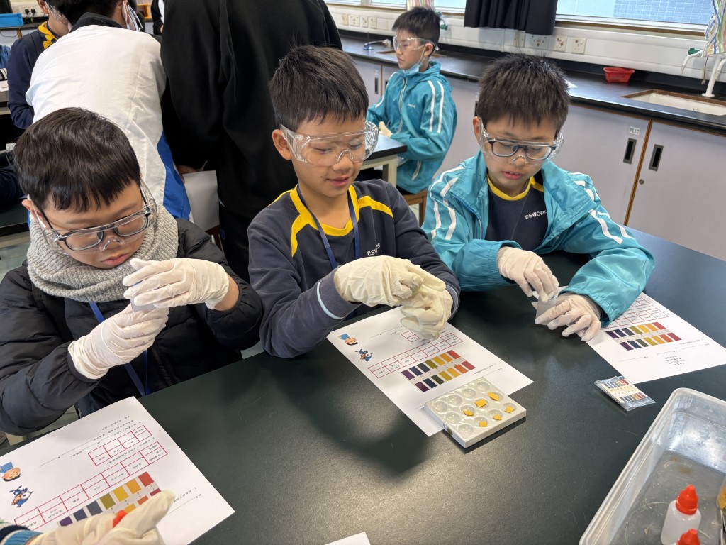 小五學生到中學參與科學小實驗，激發學習興趣。（圖片來源：受訪學校提供）