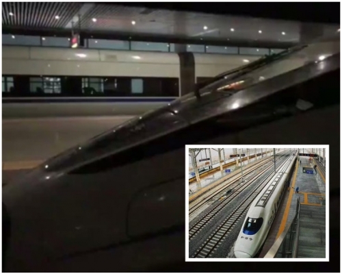 一列G590高鐵列車在杭州東站停駛。網圖