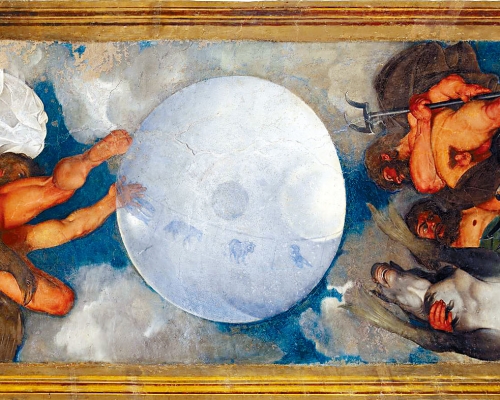 奧羅拉別墅房間天花的卡拉瓦喬壁畫。　