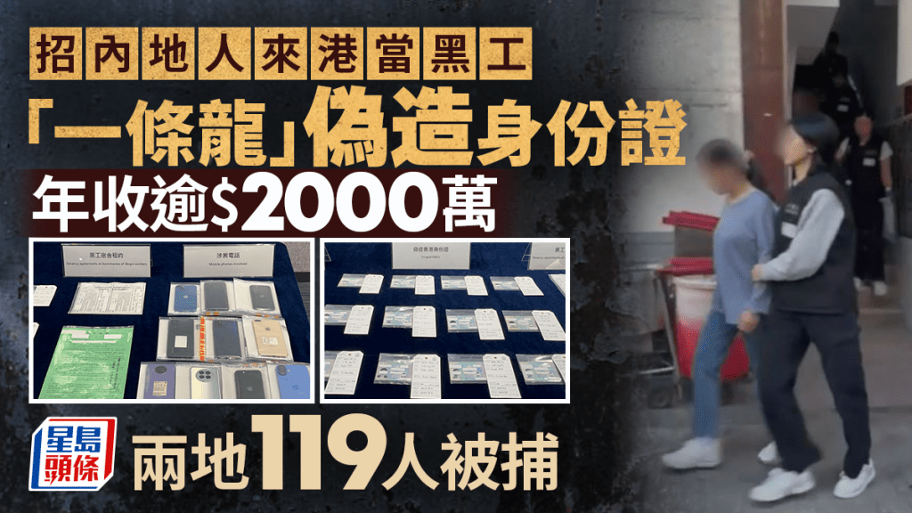 招內地人來港當黑工 「一條龍」偽造身份證年收逾$2千萬 兩地119人被捕