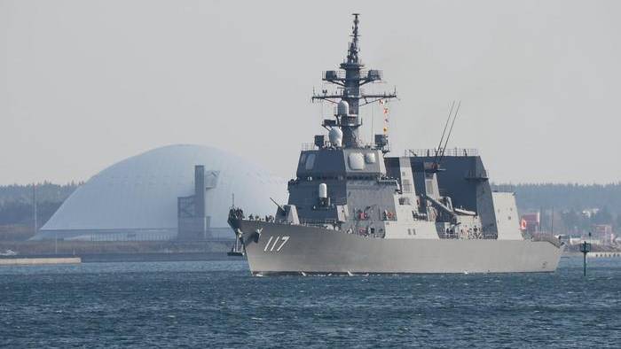 日本護衛艦「涼月號」去年闖中國領海。 日本防衛省網站資料圖