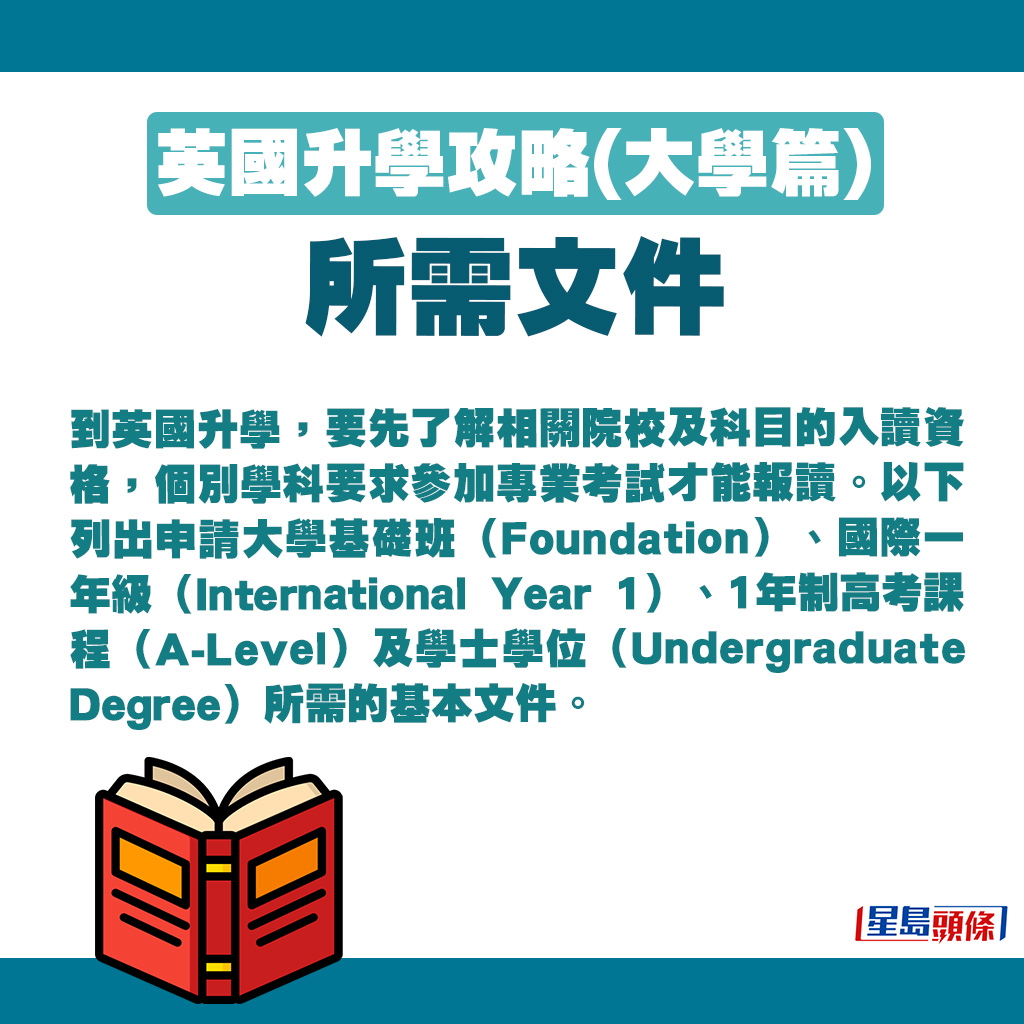 到英國升學，要先了解相關院校及科目的入讀資格及所需文件。