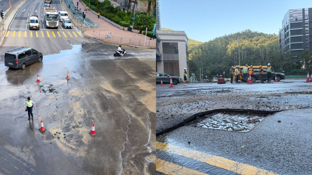 將軍澳康城外爆鹹水管 環保大道收工時間繁忙 石角路一帶停鹹水