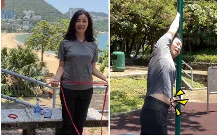 蒙嘉慧早前自爆迷上拉筋運動。