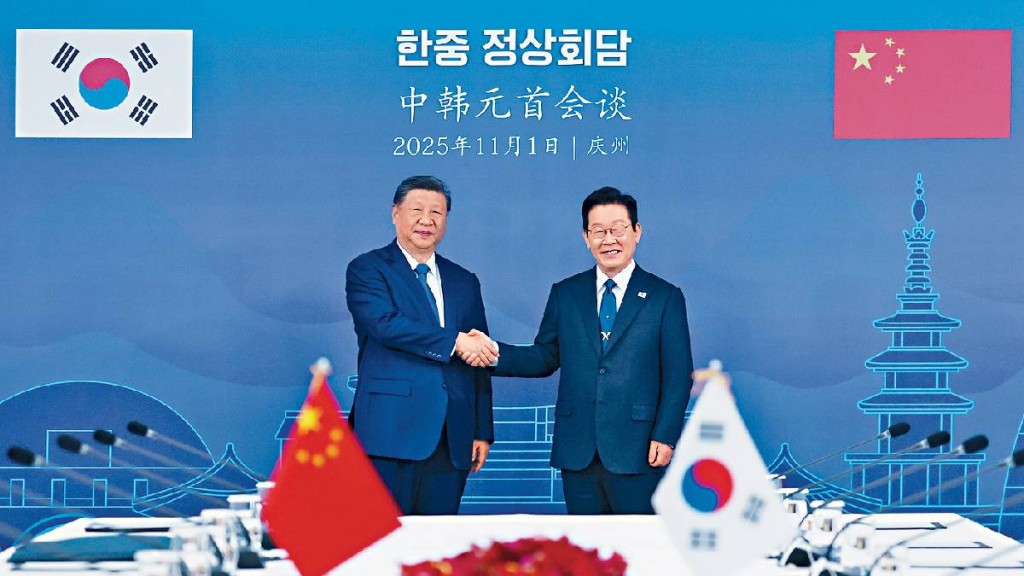 南韩总统李在明将在明年1月4日起访华四天。图为习近平11月与李在明举行会谈。