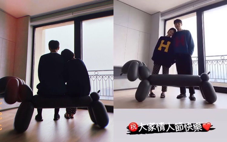 楊丞琳此行只有在情人節貼與老公合照。