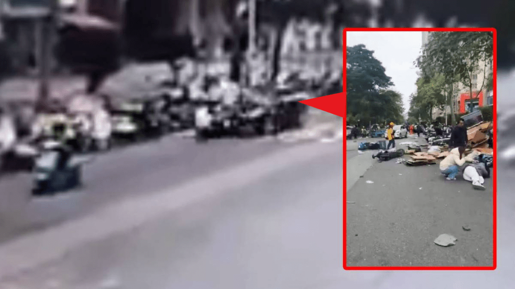 私家車將多輛電動車連司機撞飛。