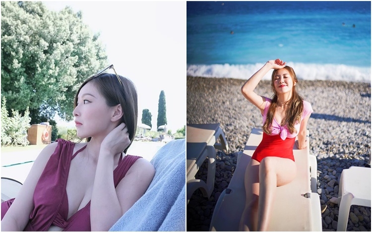 樂瞳和劉佩玥趁初秋齊齊晒泳裝照。