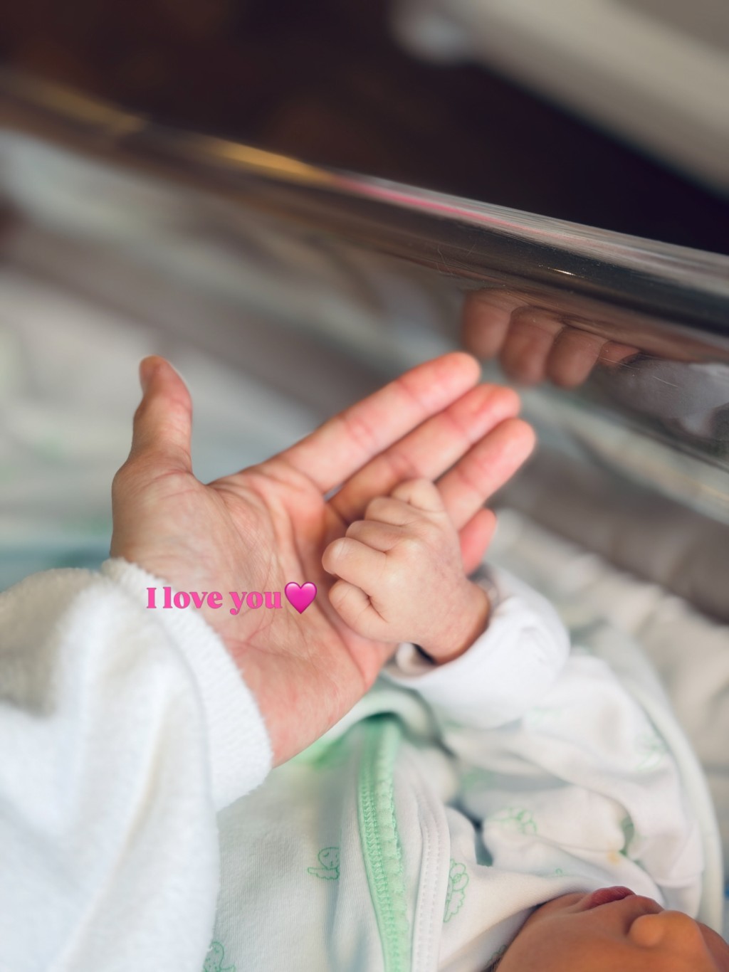 蔡嘉欣說：「願你一生平安順遂、健健康康、在充滿愛的環境下成長，未來請多多指教喔。」