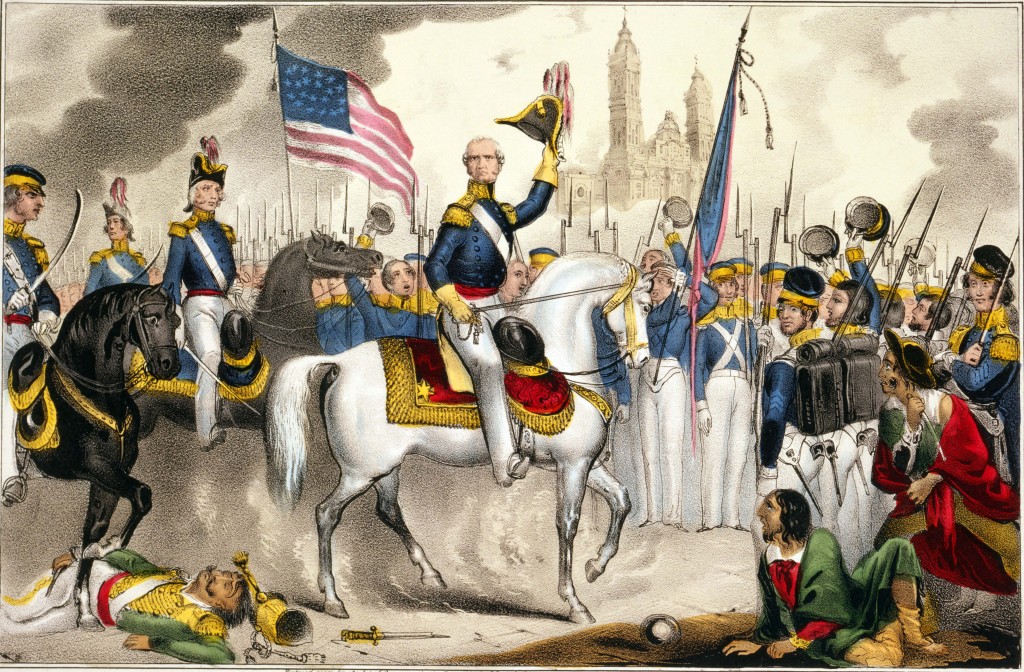 1847年9月14日,美國北方軍團司令溫菲爾德.史考特(Winfield Scott)將軍凱旋進入墨西哥城。法新社 1847年9月14日,美國北方軍團司令溫菲爾德.史考特(Winfield Scott)將軍凱旋進入墨西哥城。法新社