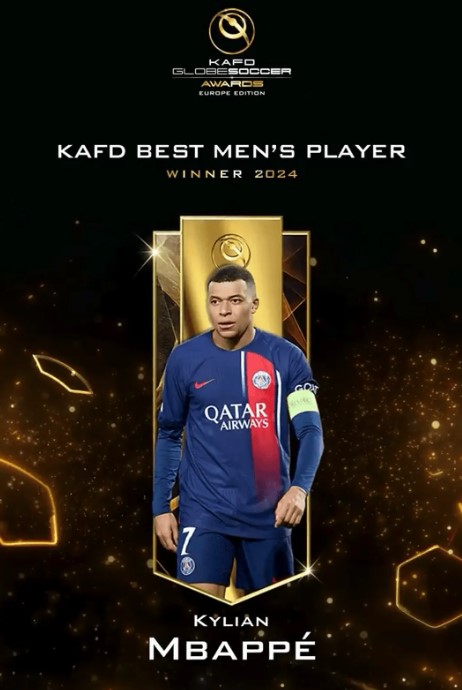 基利安麥巴比獲選為年度歐洲最佳球員。網上截圖