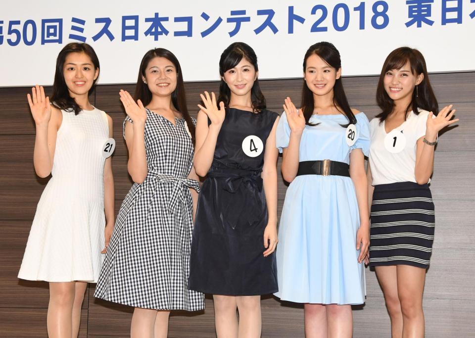 高橋茉莉（右一）曾於2018年代表東日本入圍日本小姐決選。網上圖片