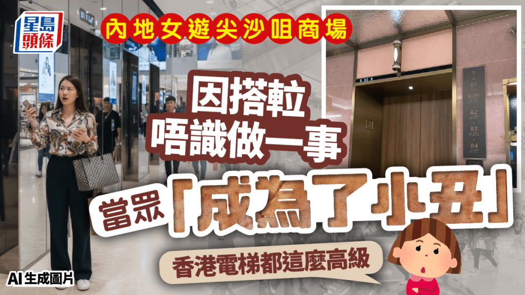 遊尖沙咀商場因一事唔識搭𨋢！內地女呻當場變小丑  網民：香港電梯都這麼高級