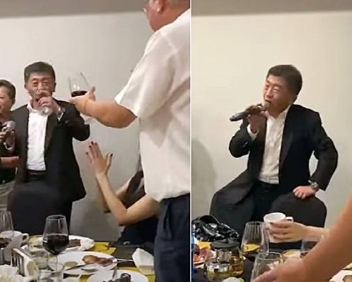 陳時中去年於聚餐上飲酒高歌的片段,近日在網上流傳。 (網上圖片)