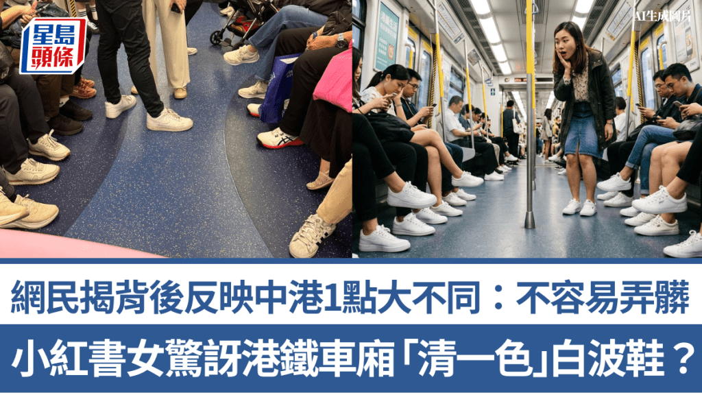 小紅書女驚訝港鐵車廂「清一色」白波鞋？網民揭背後反映中港1點大不同：不容易弄髒