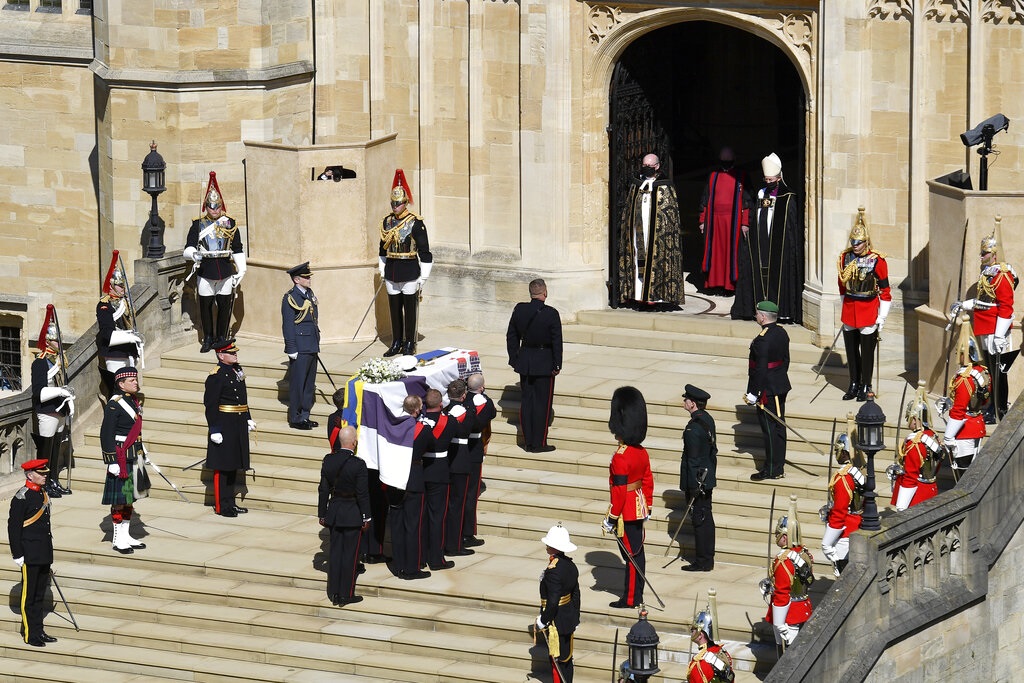 英國菲臘親王喪禮聖喬治禮拜堂進行。AP圖片