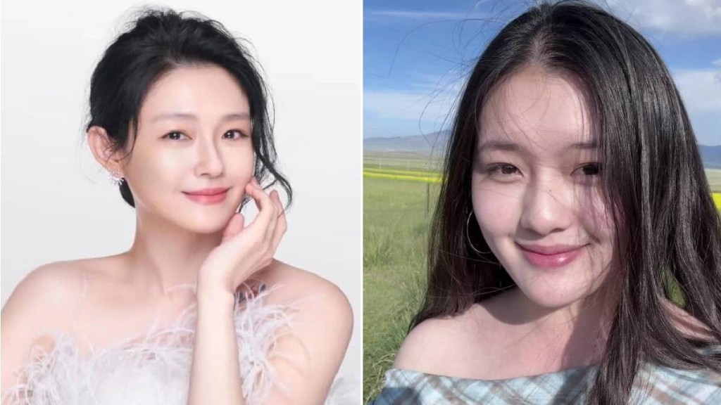 重慶女大學生因外貌神似大S(左)，在網上爆紅。FB/抖音@依古比古