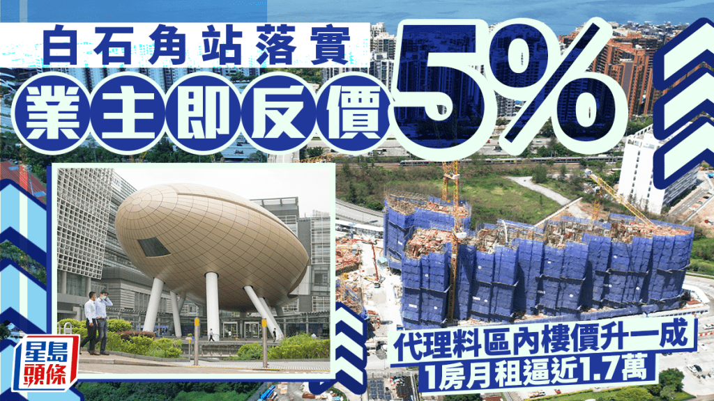 白石角站落實 業主即反價5% 代理料區內樓價升一成 1房月租逼近1.7萬