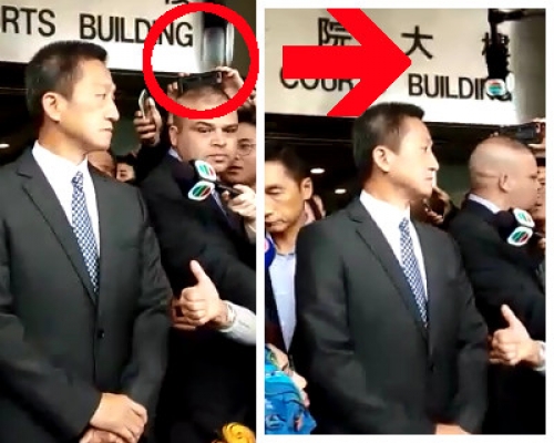 電視台收音咪從天而降。黃梓生攝