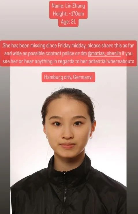 友人亦在網上廣傳張琳失蹤的消息。