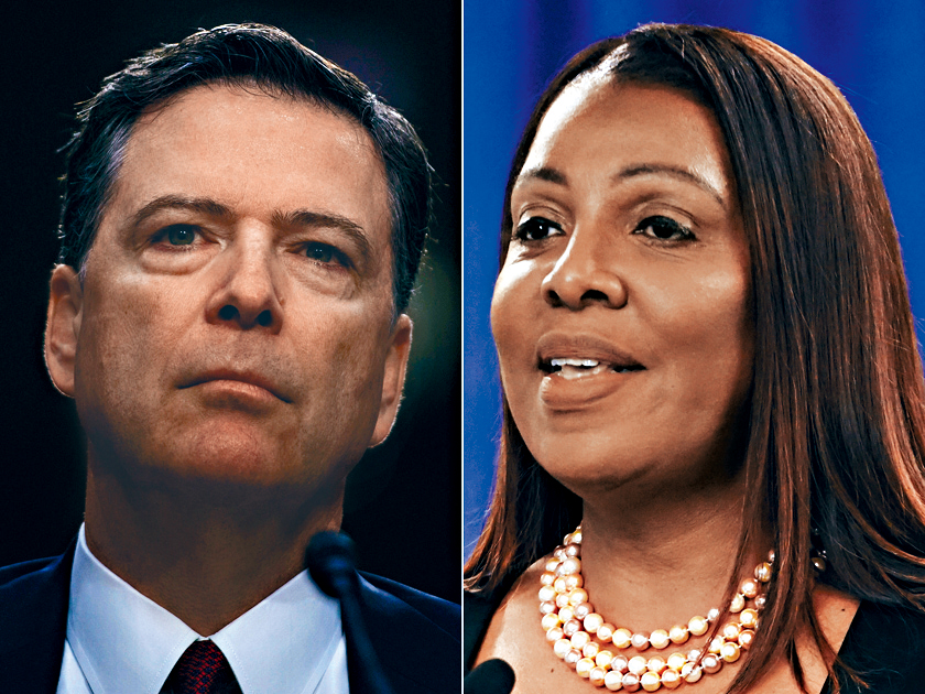 FBI前局長科米及紐約州總檢察長詹樂霞。