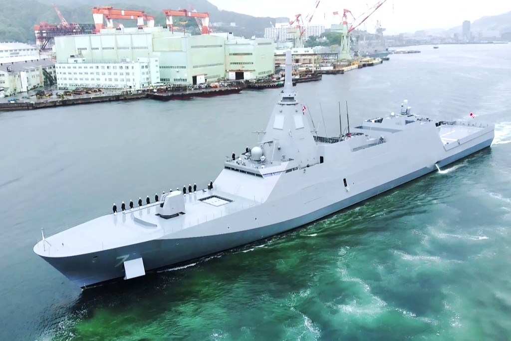 圖為日本三菱重工的「最上」級導彈護衛艦。法新社 圖為日本三菱重工的「最上」級導彈護衛艦。法新社