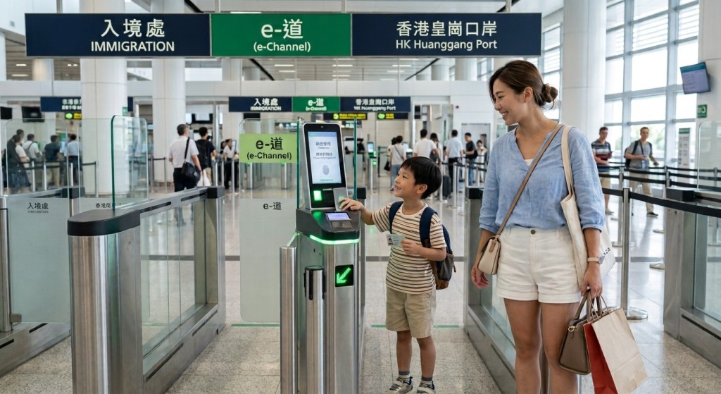 小朋友年滿7歲完成登記後即可使用自助通關。(圖片來源:AI生成圖) 小朋友年滿7歲完成登記後即可使用自助通關。(圖片來源:AI生成圖)