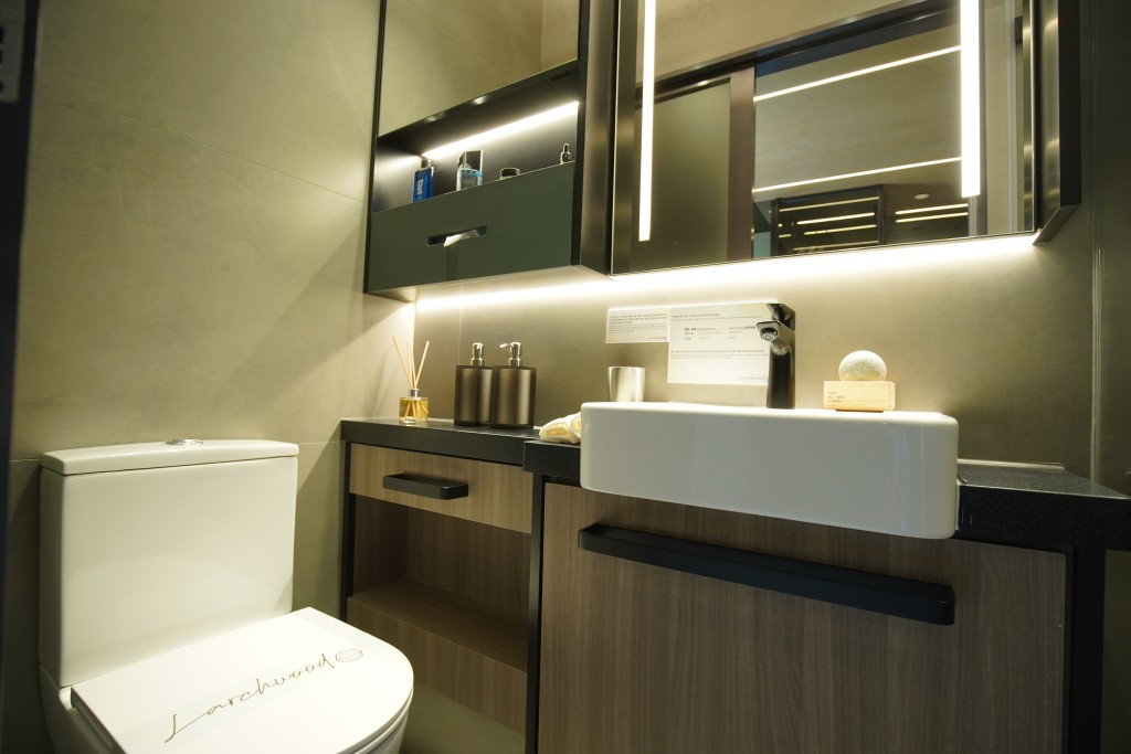 浴室設有鏡櫃，兼顧收納及梳洗需要（22樓E室）