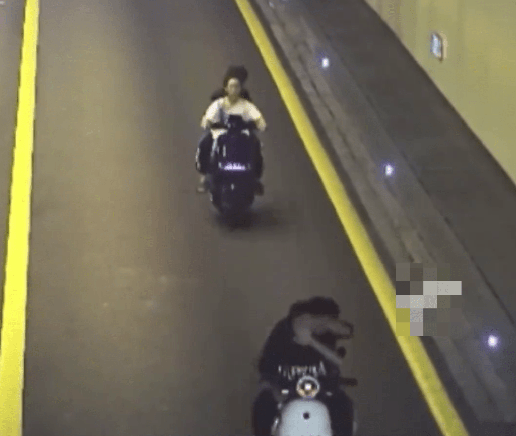 深圳5男女午夜坂银隧道竞速被闭路电视拍下。