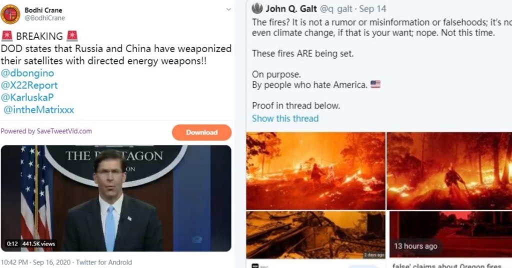 埃斯帕(左)的這番講話，在美國極度反智的「陰謀論」圈子裏，產生了意想不到的效果。