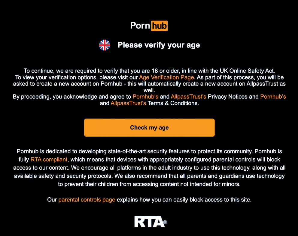 色情網站Pornhub在英國開始嚴格核實用戶年齡。