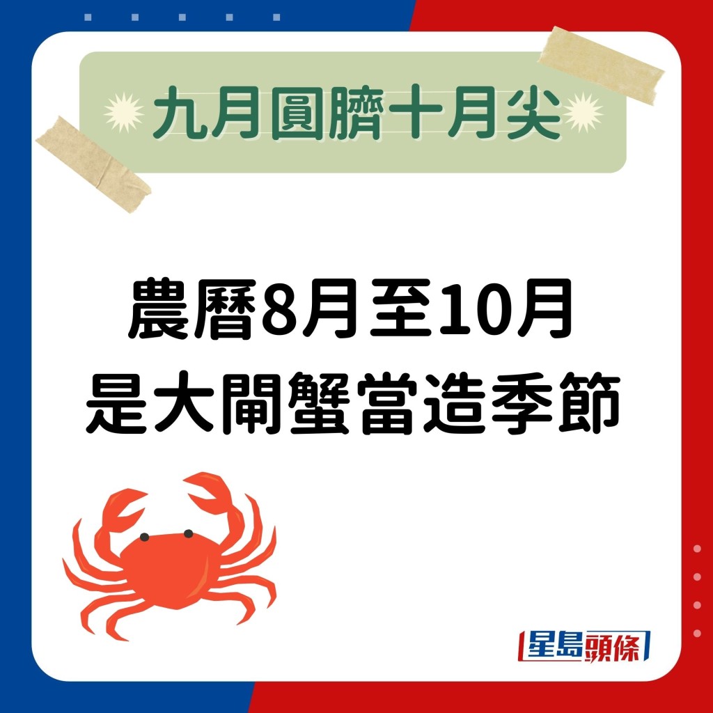 農曆8月至10月是大閘蟹當造季節。