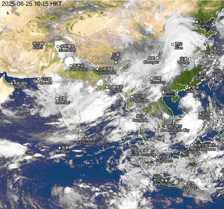 今日天文台網頁的衞星圖顯示,在呂宋島以西的在南海有一股強對流整合。(天文台圖片) 今日天文台網頁的衞星圖顯示,在呂宋島以西的在南海有一股強對流整合。(天文台圖片)