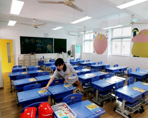 教育部指新學年中小學需全面落實「雙減」政策。新華社圖片