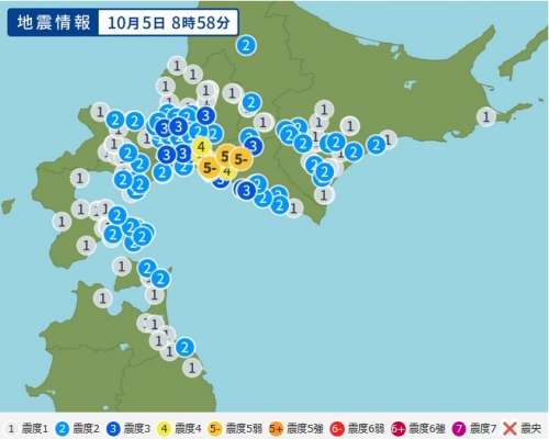 日本北海道今早發生5.3級地震。(網圖)