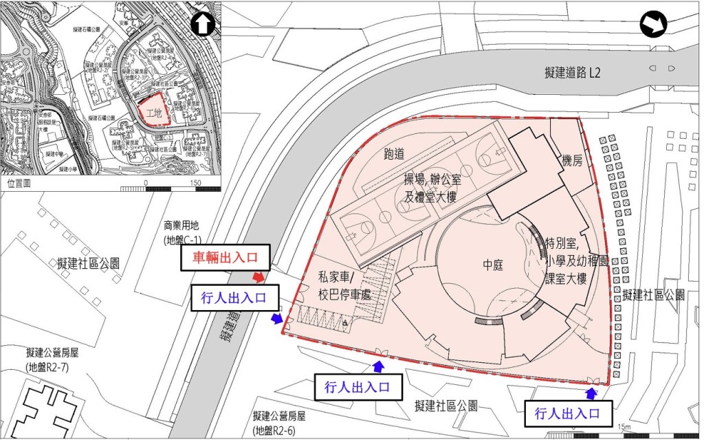 校舍工地平面圖。區議會文件 校舍工地平面圖。區議會文件