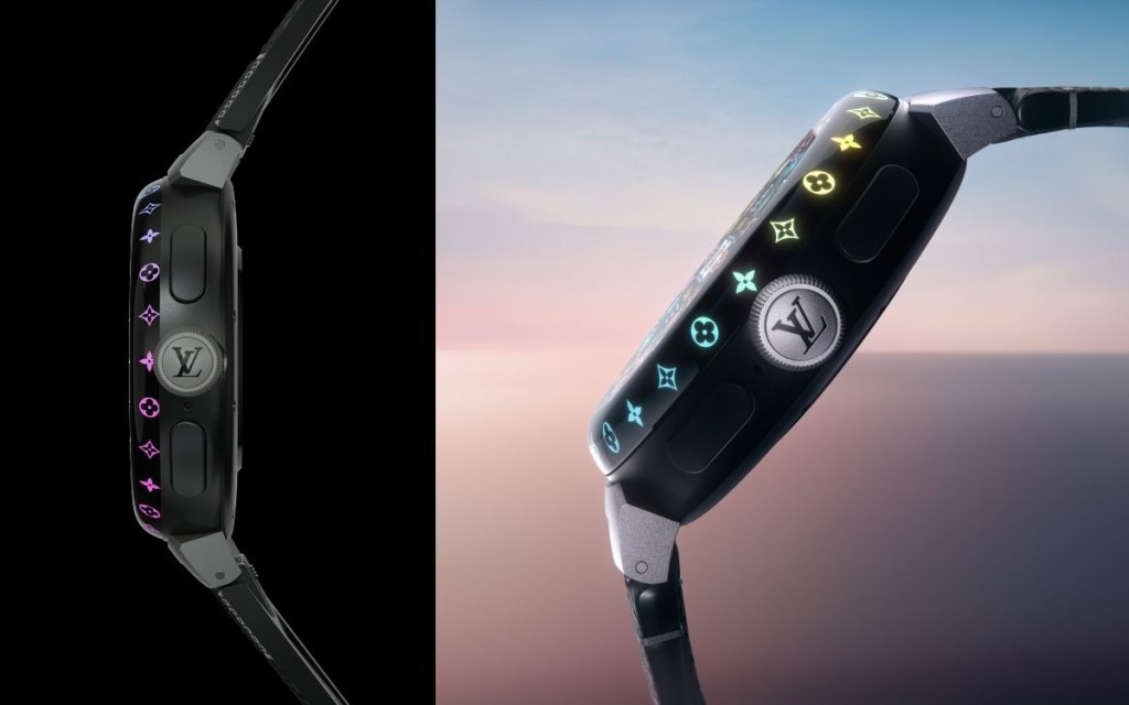 Tambour Horizon Light Up亦是LV首枚在表冠兩側設有按鈕的智能表,轉動表冠即可轉換表盤,上方按鈕可啟動隨機表盤功能和配置設定,下方按鈕是快速鍵,佩戴者可自行設定想啟動的應用程式和功能。 Tambour Horizon Light Up亦是LV首枚在表冠兩側設有按鈕的智能表,轉動表冠即可轉換表盤,上方按鈕可啟動隨機表盤功能和配置設定,下方按鈕是快速鍵,佩戴者可自行設定想啟動的應用程式和功能。